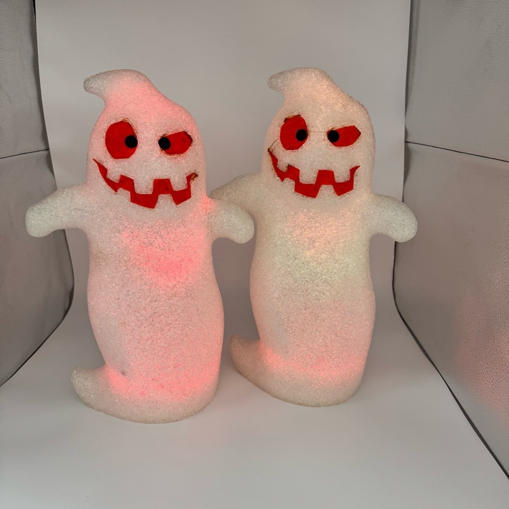 Two Melted Plastic Popcorn Light-Up Ghost Figurines 16” Halloween Decor Target